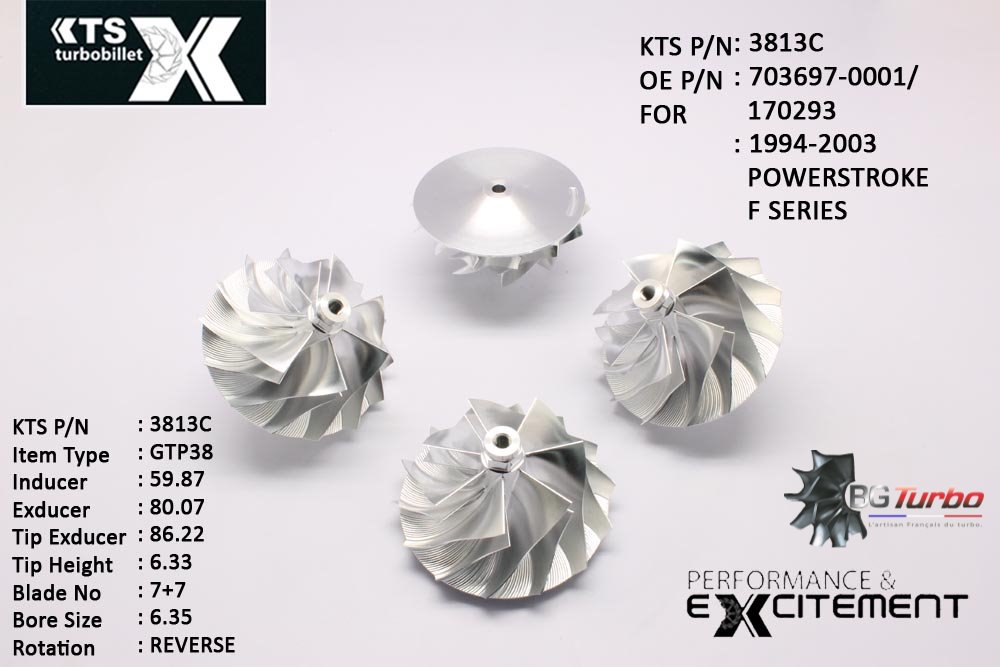 Turbo ROUE FORGÉE MFS PERFORMANCE - 7+7 PALES - INDUCER : 59,87 - EXDUCER : 80,07 - TYPE : GTP38ANGLE : 60° - ROTATION : Reverse - SUPER BACK : 4,94 - BORE SIZE : 6,35
